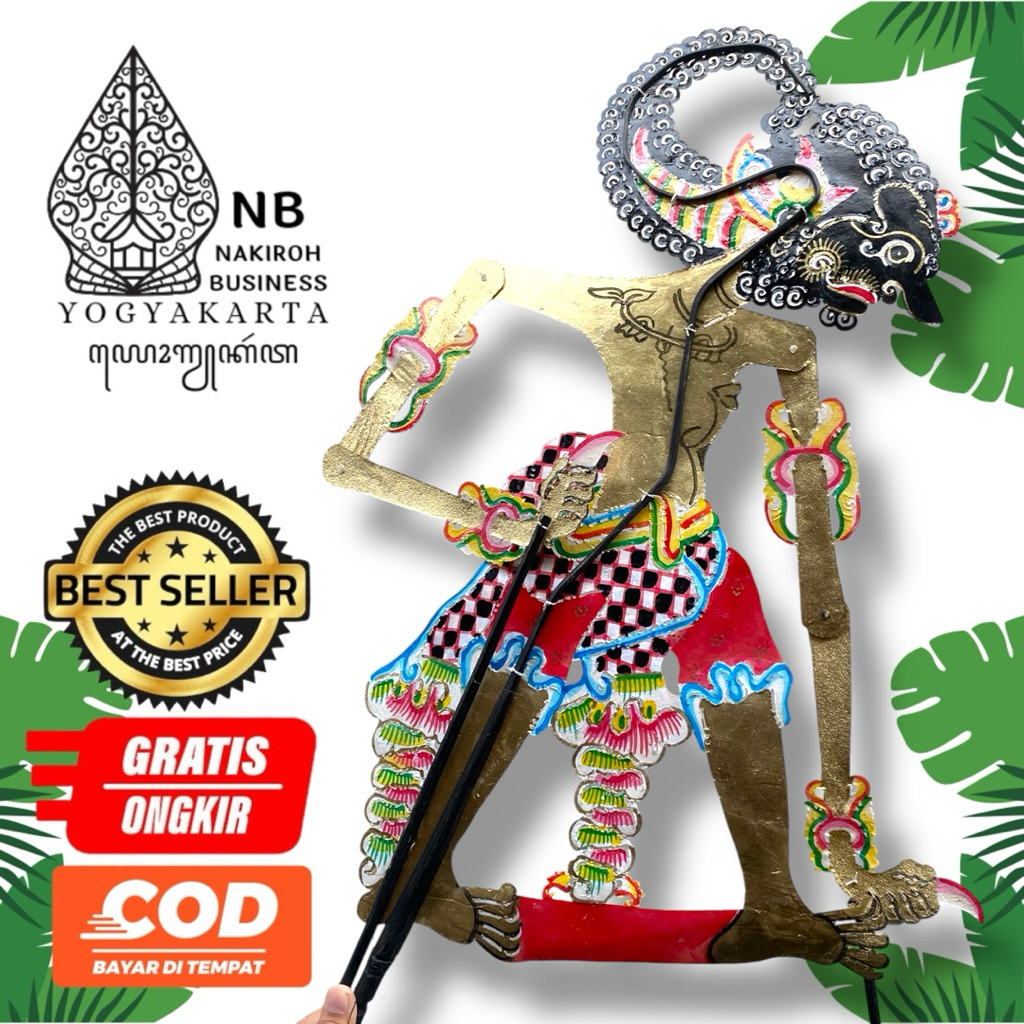 NAKIROHBUSINESS Wayang Kulit Bima / Werkudara / Werkudoro Tinggi -+60cm Asli Kulit Standar Dalang Jo