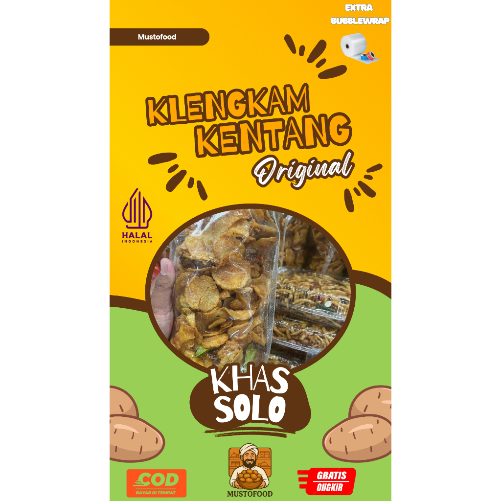 

Klengkam Kentang 500gr Khas Solo By Mustofood Renyah Manis pedas