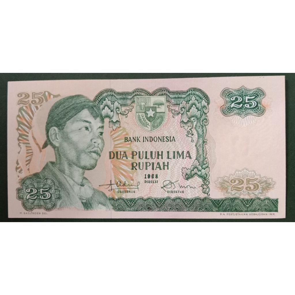 UANGKUNO 25 RUPIAH SUDIRMAN THN 1968