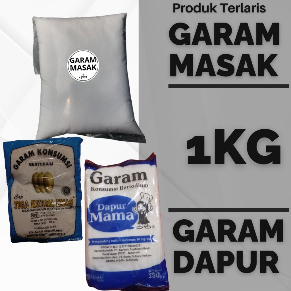 GARAM MASAK 1KG - GARAM DAPUR  - GARAM MASAK  - GARAM - GARAM NON IODIUM - GARAM KONSUMSI - GARAM HA