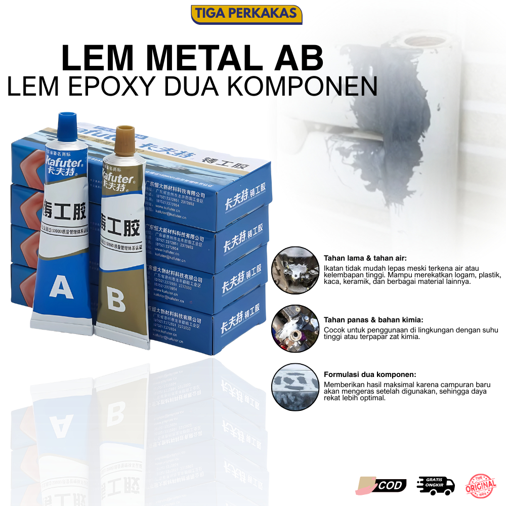 Lem Metal AB Lem Kuat Anti Bocor Besi Baja Seng Metal Fox Tahan Panas Dingin