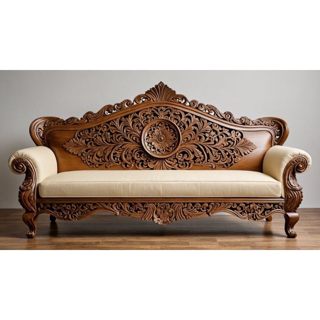 Sofa Ukir Kayu Jati Asli Jepara – Sofa Klasik Elegan Handmade Ukiran Tangan Mewah ( DP pesanan Bandu