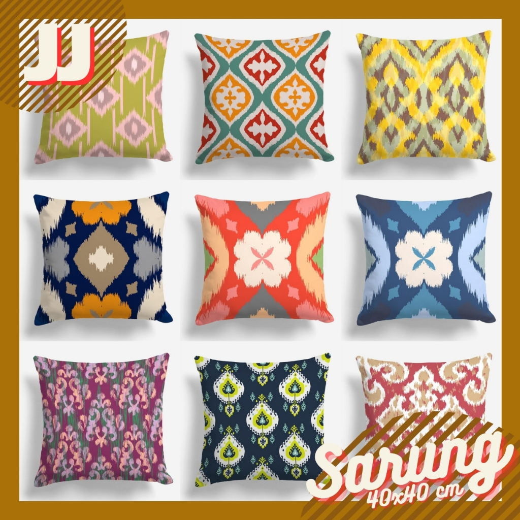 SARUNG BANTAL SOFA PRINT MOTIF KAIN TENUN ABSTRAK 40X40 CM