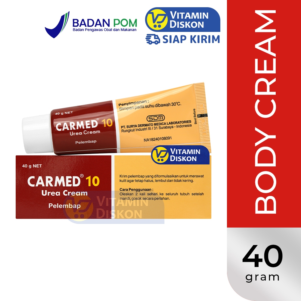 CARMED UREA 10% - 40GR | Krim Pelembap Intensif Untuk Kulit Kering Dan Kasar, Menghaluskan Area Siku