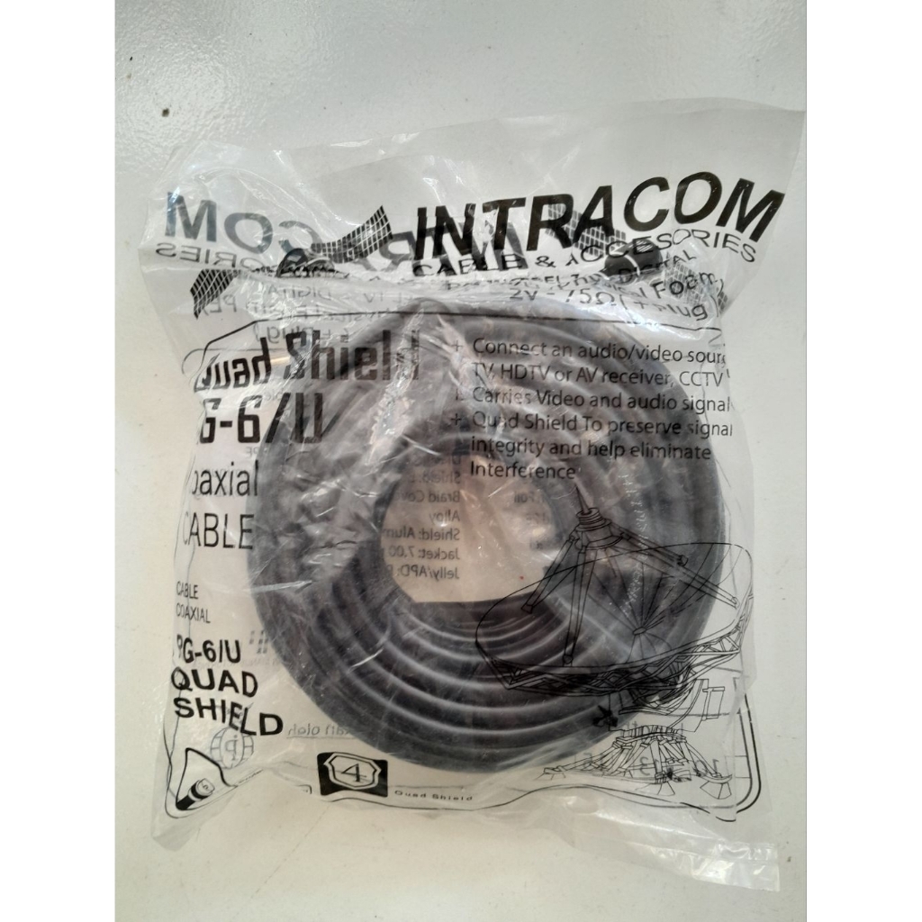 KABEL ANTENA TV DIGITAL INTRACOM 5C 13 METER + JACK TV