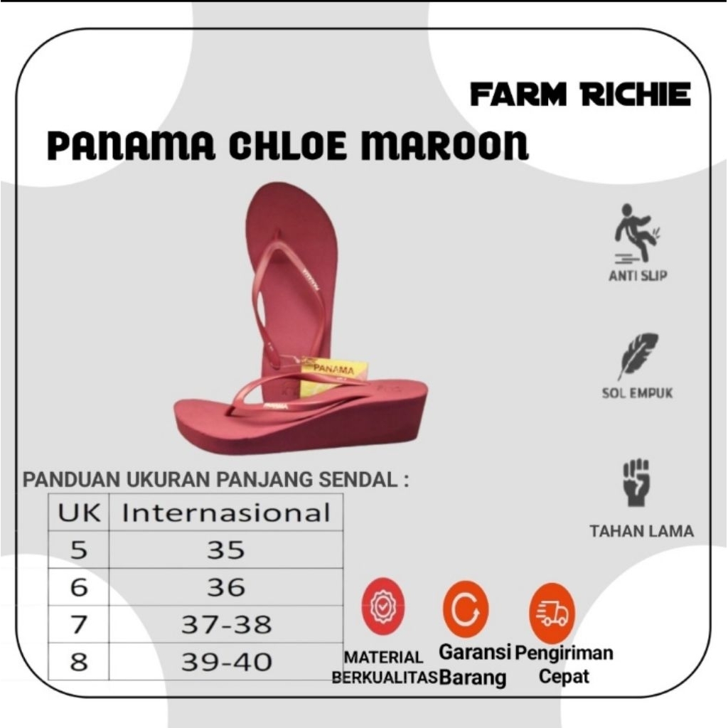 Sandal Panama Chloe Sandal Wanita Wedges Maroon