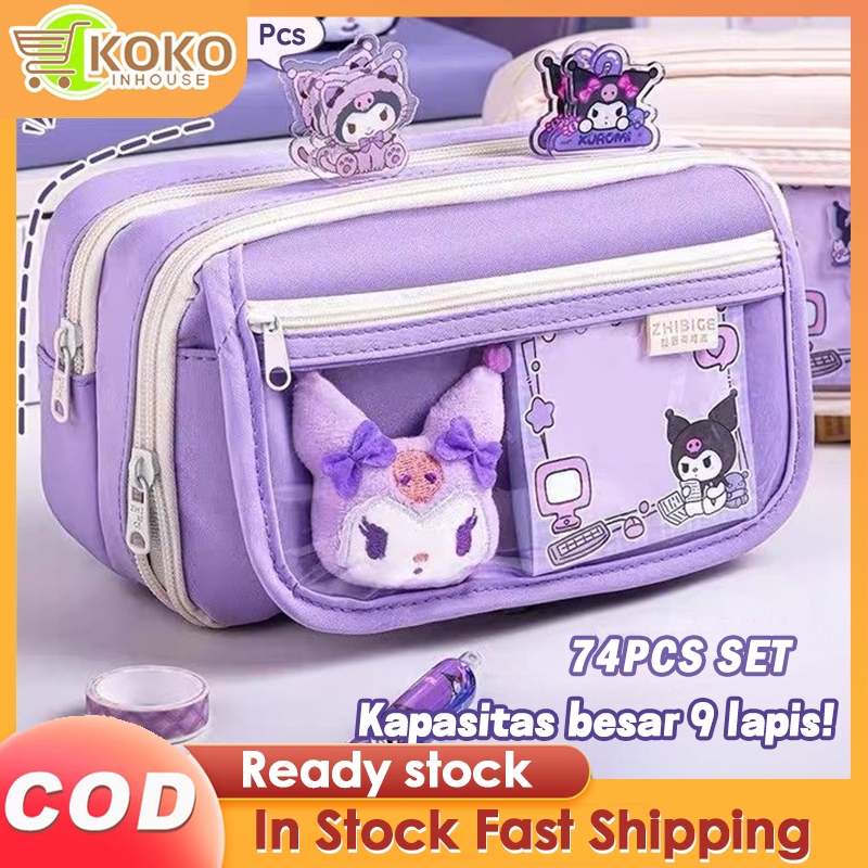 

Sanrio Lucu Pena Tas Tempat alat tulis kotak pensil aesthetic Tas Pensil kapasitas besar New Sanrio Pencil