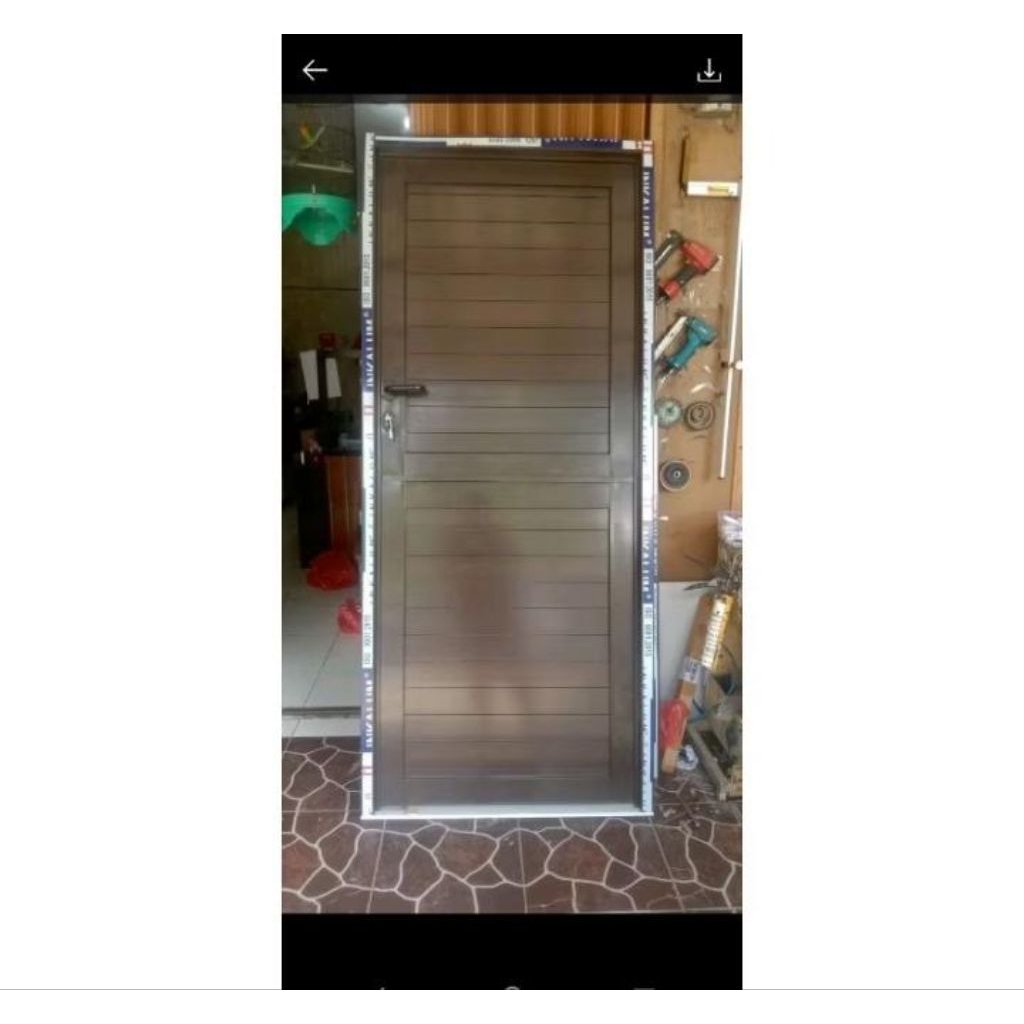 Pintu aluminium T210xL90 model koboy /pintu dapur  model koboy 2 daun atas bawah 3 inci full panel a