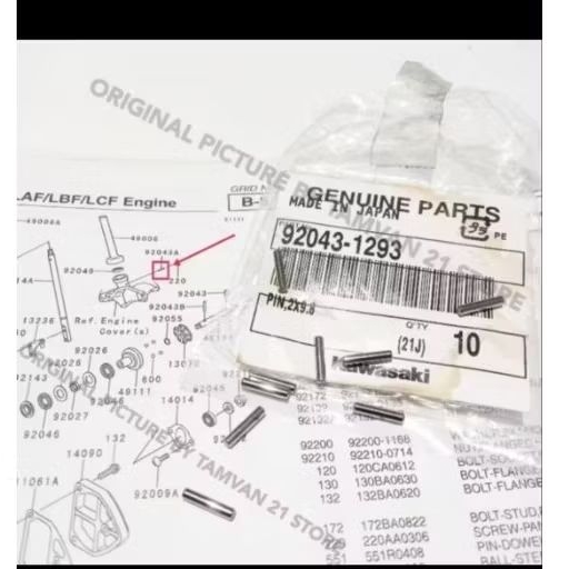PIN TIANG SUPERKIPS ORIGINAL KAWASAKI 92043-1293