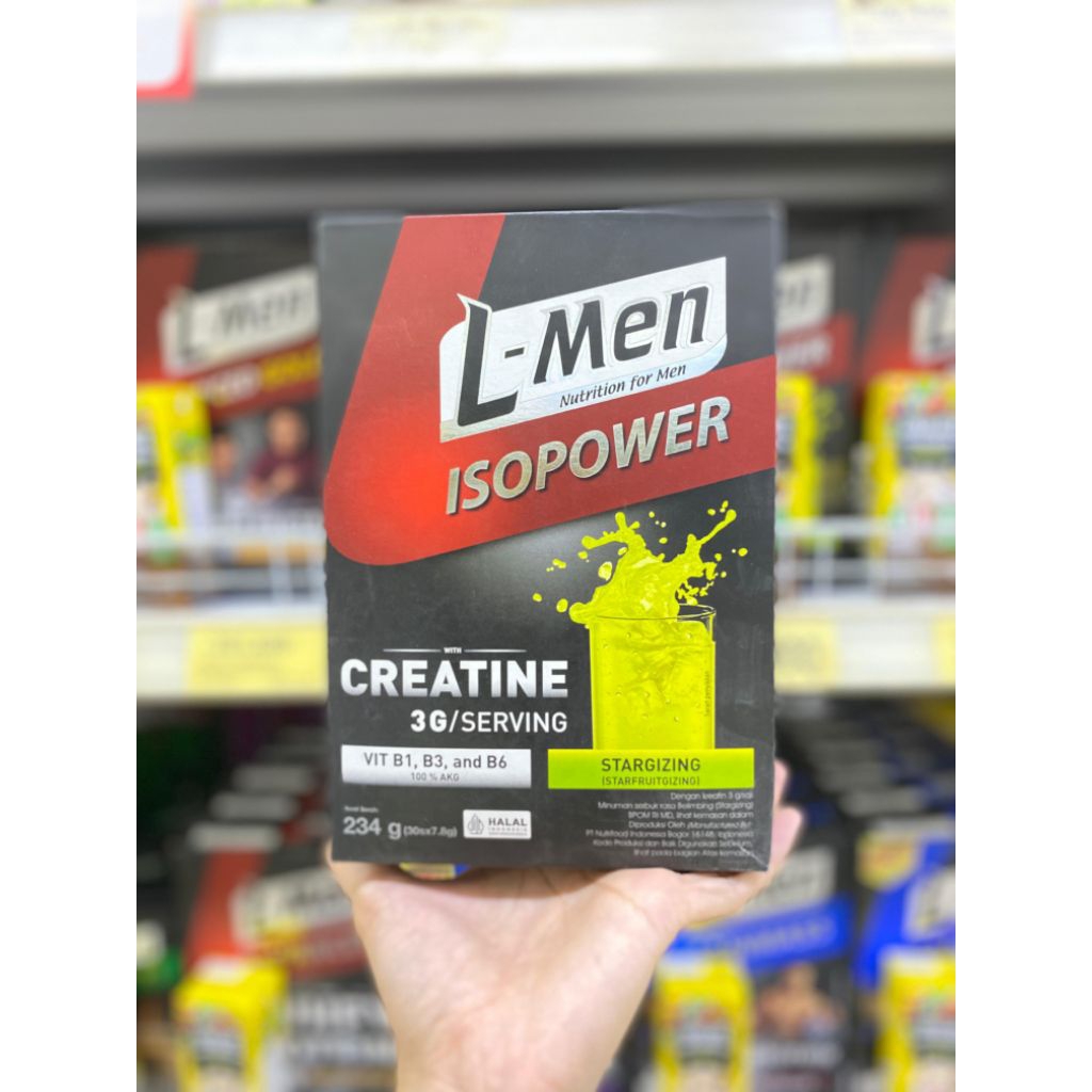 L-Men Isopower Creatin isi 30sachet suplemen creatin untuk menambah tenaga dan kekuatan otot minuman