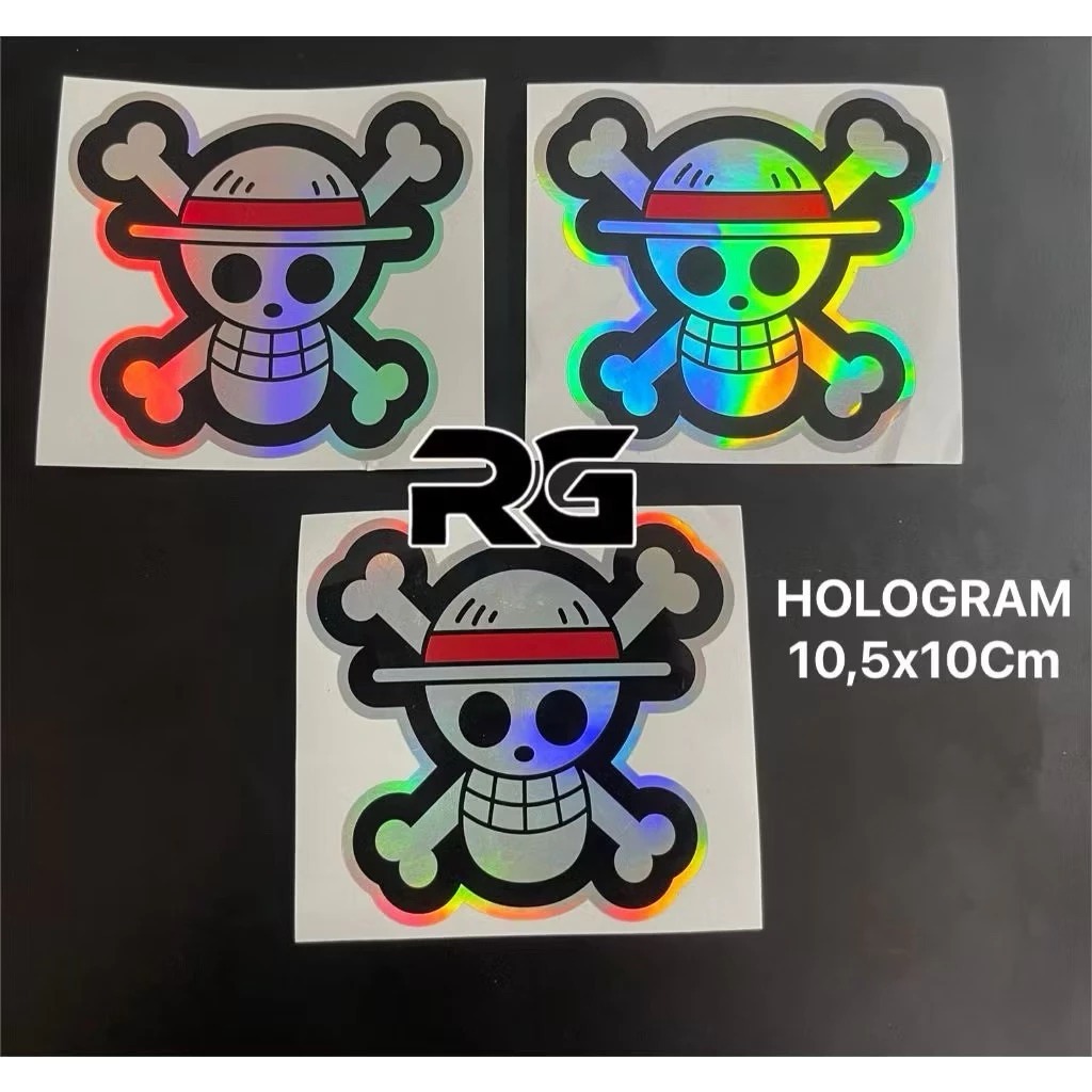 

(10,5x10 cm) Sticker Logo One Piece Hologram ukuran 10 cm sticker motor mobil truk truck dinding dll