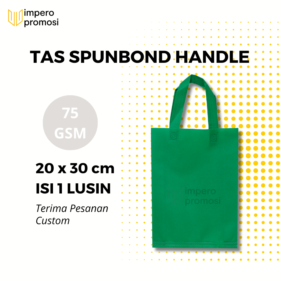 

Impero - GOODIE BAG SPUNBOND HANDLE 20x30 / Harga Satuan / Kantong Belanja Murah (Hijau Tua)