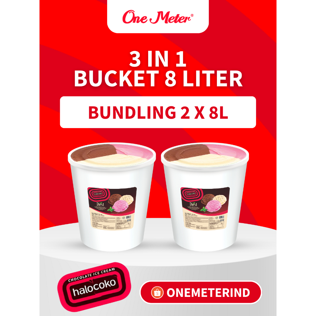 

AICE 3 in1 HALOCOKO Bucket Series Es Krim 8L – 1 Karton Isi 2 Ember