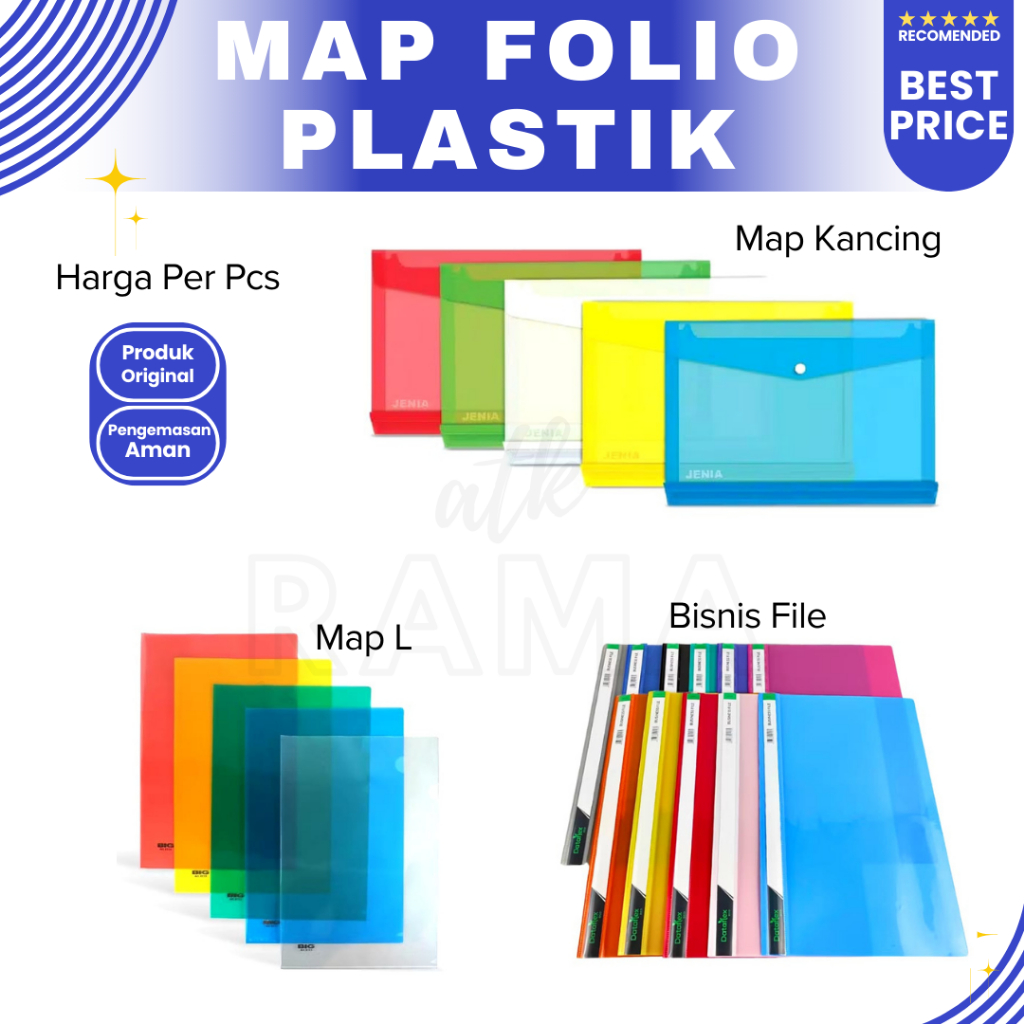 

(1pcs) Map plastik folio , Map kancing / Map bisnis file / Map L / map plastik Warna-Warni Murah