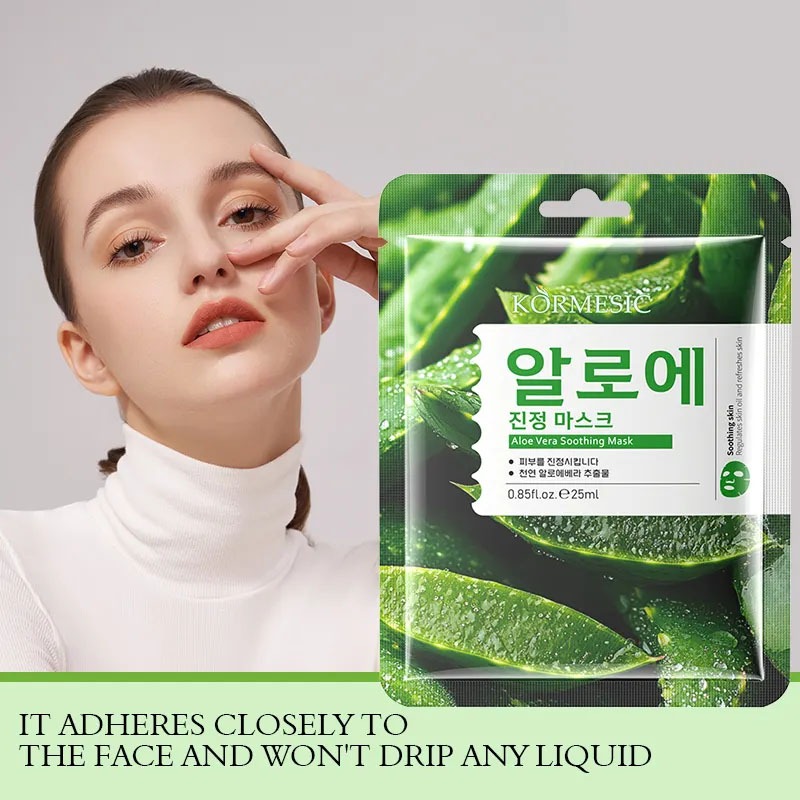 Kormesic Sheet Mask AloeVera Masker Pencerah Kulit Wajah Extract Aloe Vera