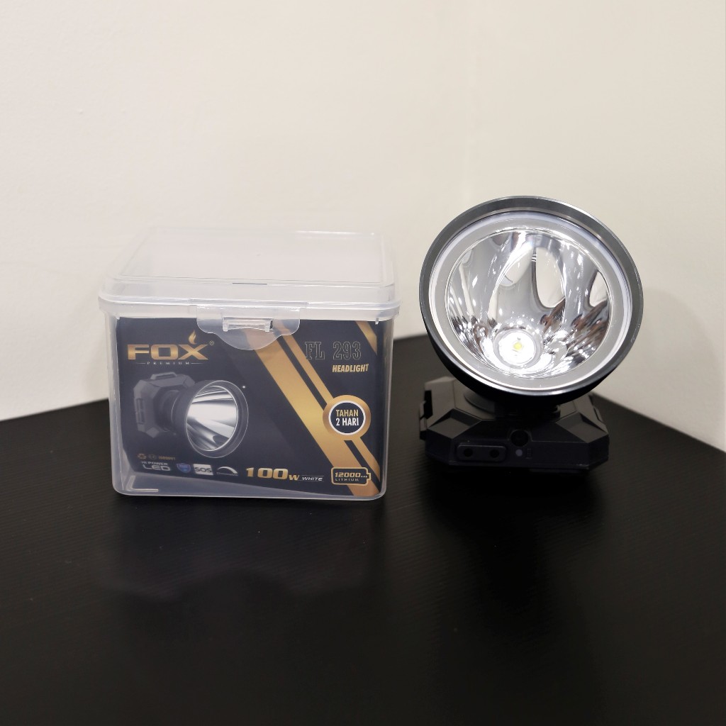 Lampu Sorot senter Kepala FOX FL 293 Rechargeable 12800mAh – Headlamp 100W Outdoor