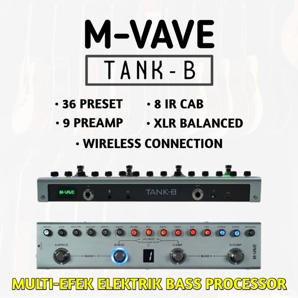 EFEK BASS ELEKTRIK M VAVE TANK B EFEK GITAR BASS M-VAVE EFEK M-VAVE TANK-B
