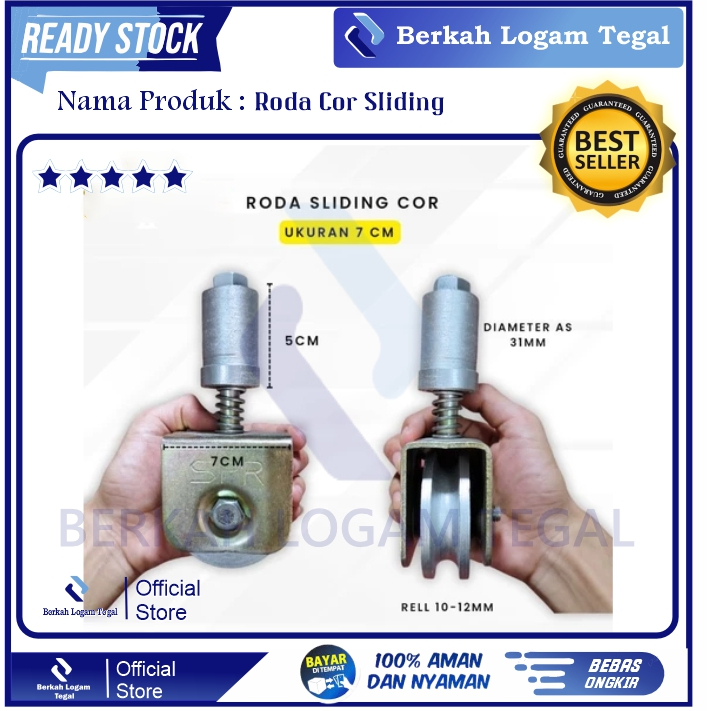 Roda Pagar Sliding Roda Besi COR Roda Pintu Pagar 7cm