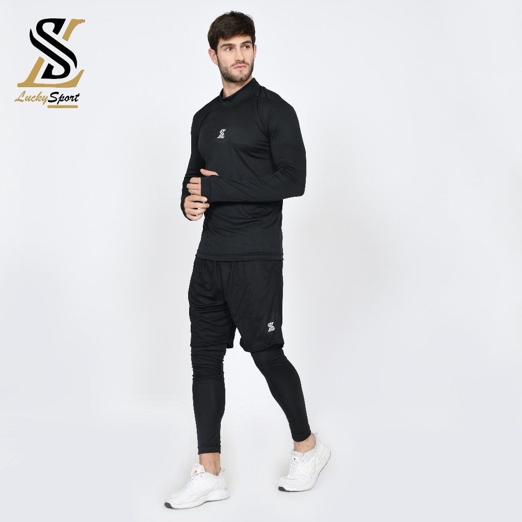 Paket Murah Setel Sepasang Baselayer Manset Leging Baju & Celana Panjang Nike Stretch