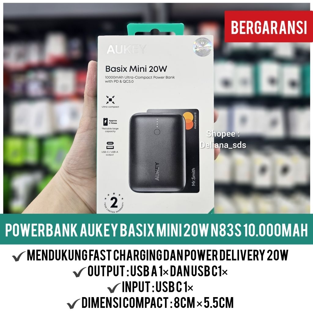 Powerbank Aukey Basix Mini 20W 10.000mah Garansi Resmi 1 Tahun Powerbank Aukey N83S 10.000mah Powerb