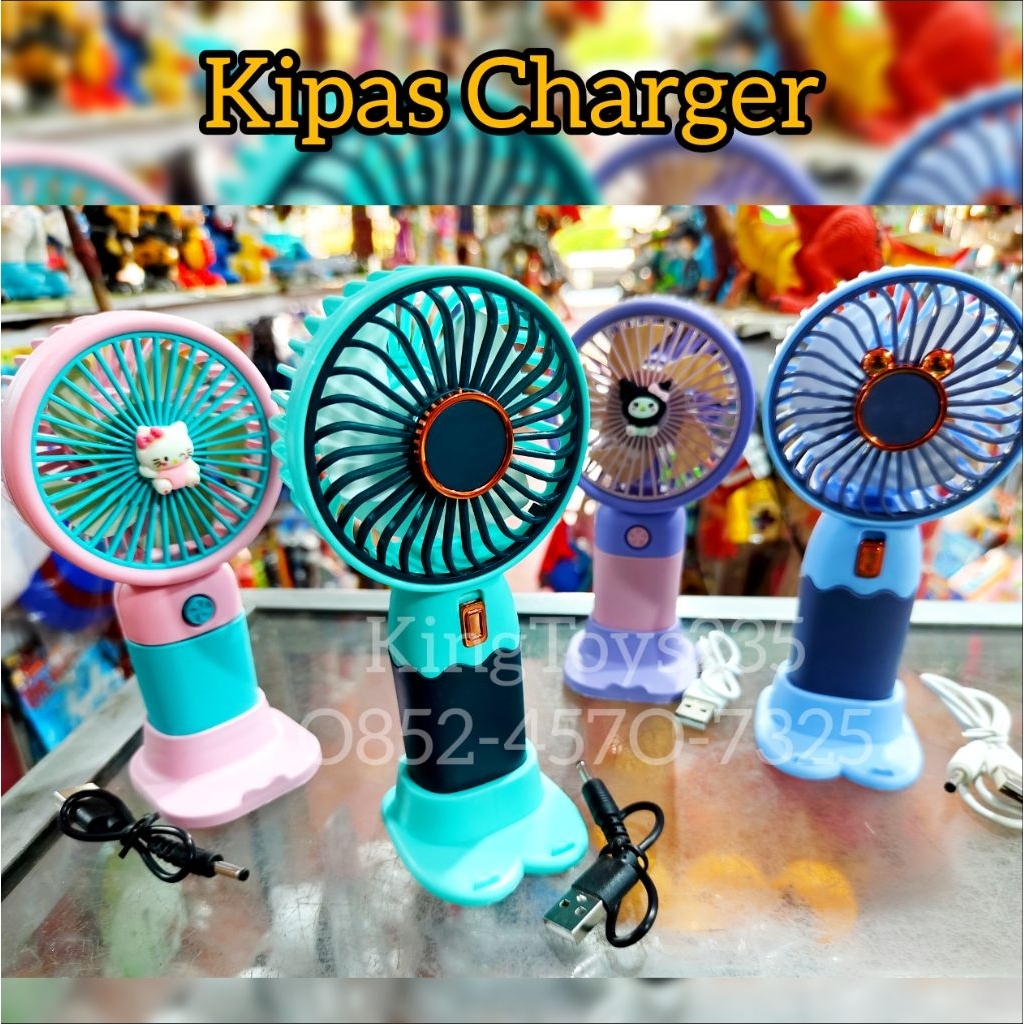 Mainan Anak Kipas Tangan Charger Cas Warna RANDOM Fan Praktis Sekolah Toko Kado Pontianak