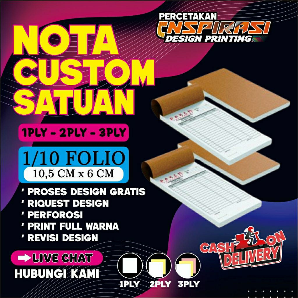 

Custom Nota Satuan ( Uk 1/10 FOLIO ) FULL WARNA