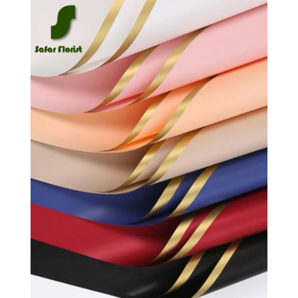 

[ 5 Lembar ] List Gold SOLID Cellophane Flower Wrapping Paper Kertas Buket Bunga Non Transculent