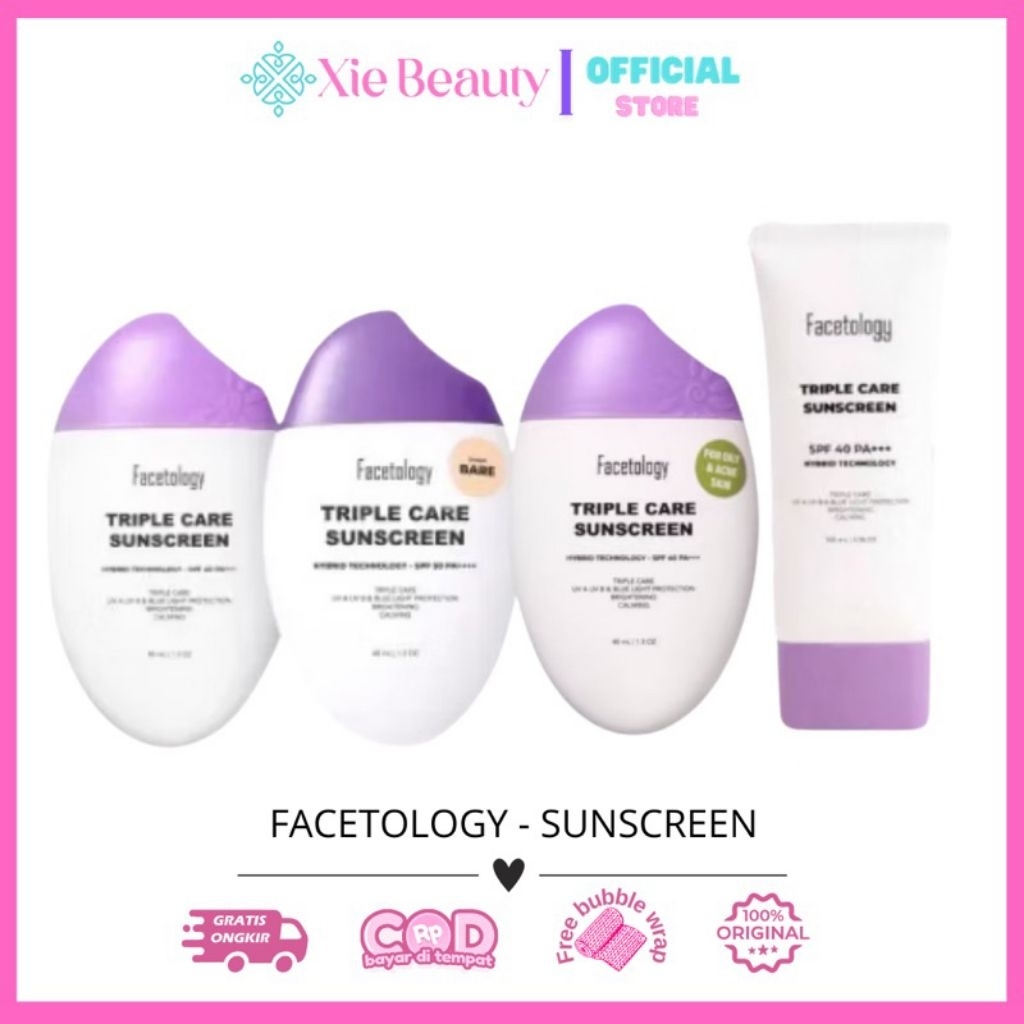 Facetology Triple Care Sunscreen Sunscreen Facetology Acne | Sunscreen Facetology tinted