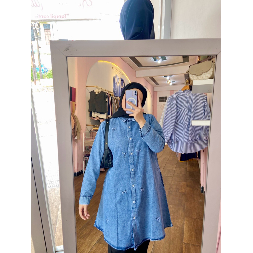 TUNIK DENIM BORDIR/TUNIK HIJAB/TUNIK DENIM