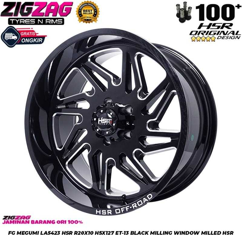 Velg mobil Offroad R20 HSR MEGUMI Cocok Jeep wlagler Rubicon Grand Cheroke Sahara lebar 10 Inch