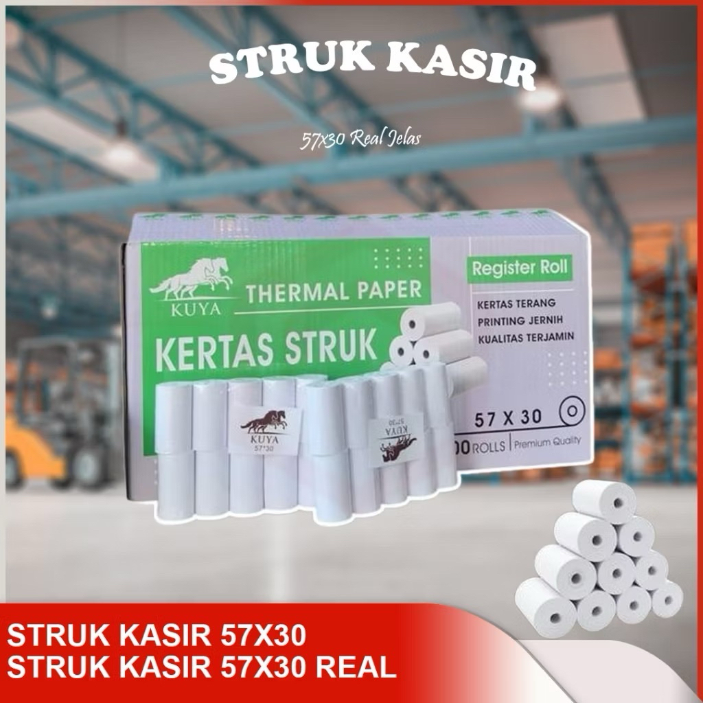 KERTAS STRUK THERMAL 57X30 58X30 PAPER ROLL EDC TERMAL MINI PRINTER BLUETOOTH 58MM / STRUK KASIR 57X