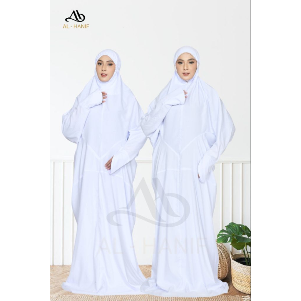 Mukena Terusan Polos Putih Bersih Dewasa Jumbo Katun Premium