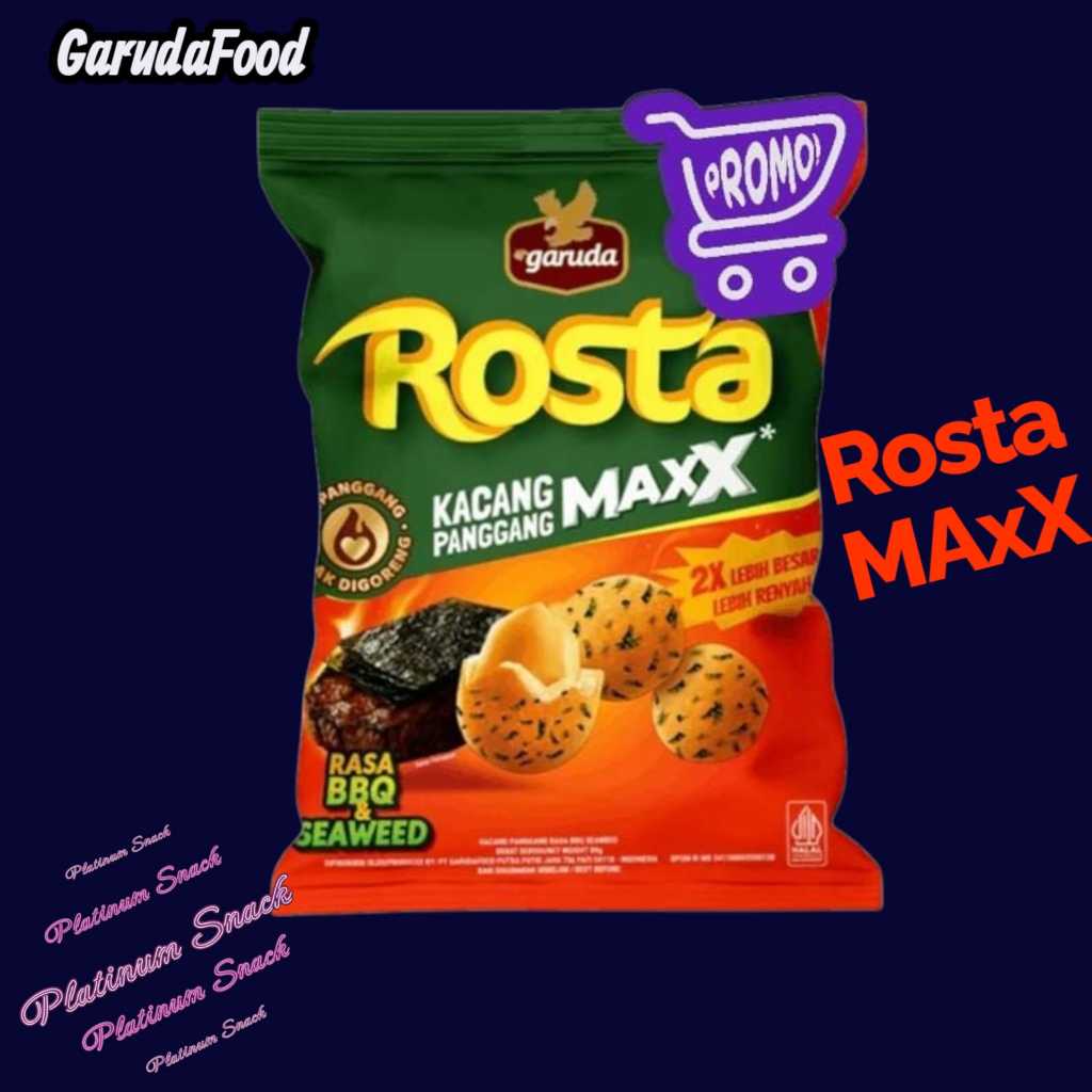 

Rosta MAxX Kacang Panggang BBQ & Seaweed | Isi 10 Bks | Garuda Food