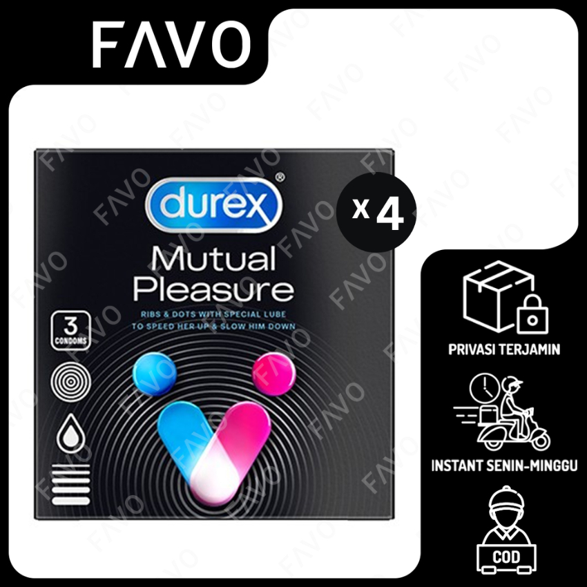 Kondom Durex Mutual Pleasure 3 Pcs (4 Box) - Kondom Bergerigi Tahan Lama