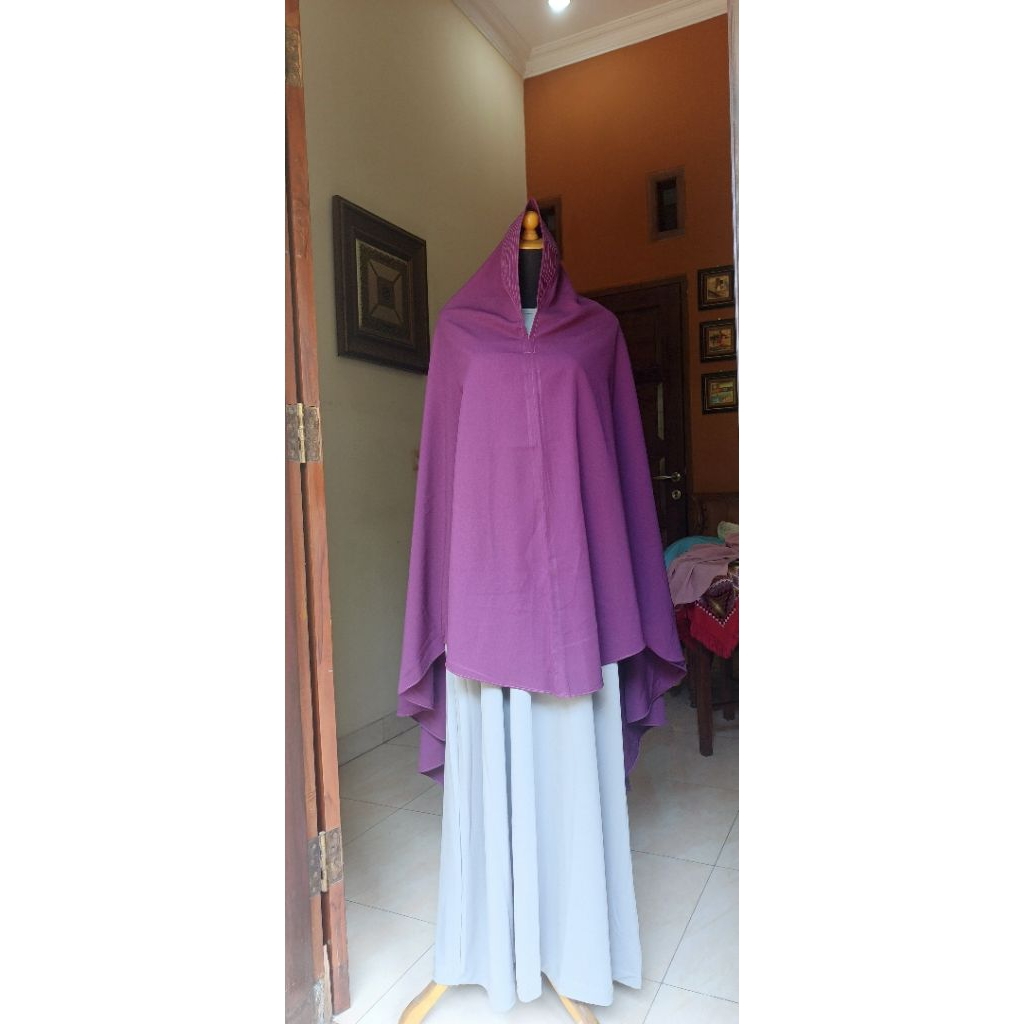 khimar warna ungu tua premiun elegan