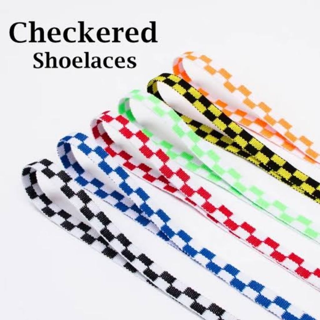 Sneakers Shoe Lace Flat Checkerboard Hitam kuning - Tali Sepatu