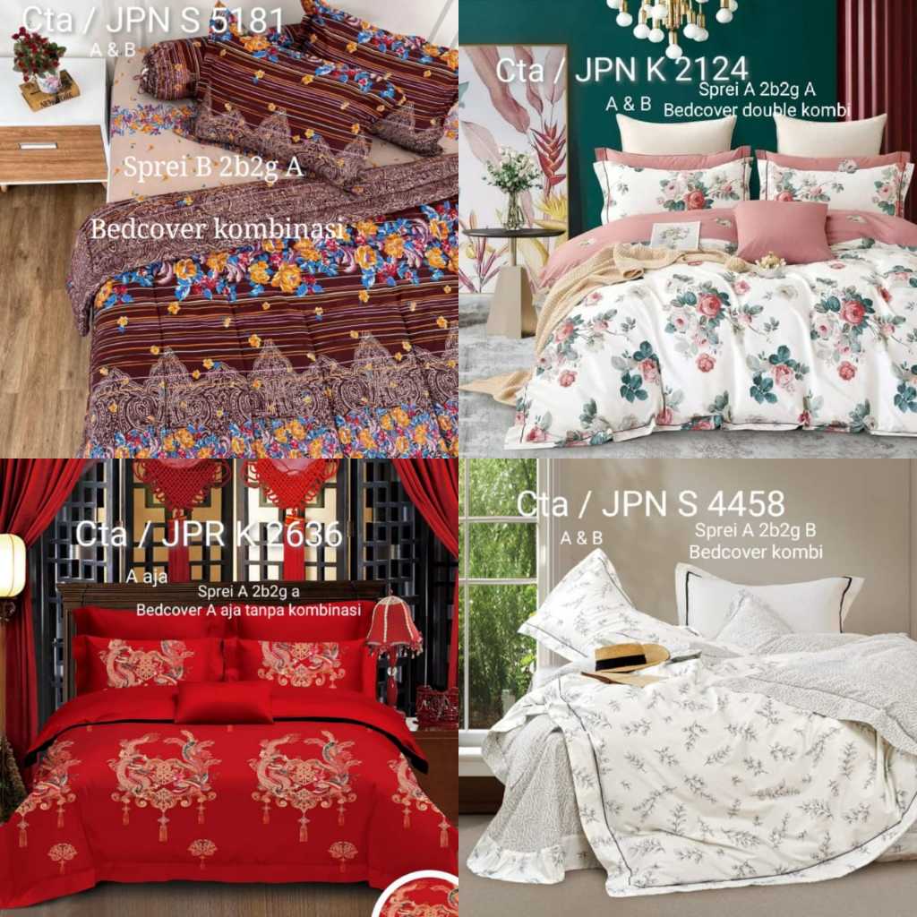 READY STOCK Bellson platinum Set bedcover dan Sprei 180x200x30 katun jepang Fitted Promo Murah