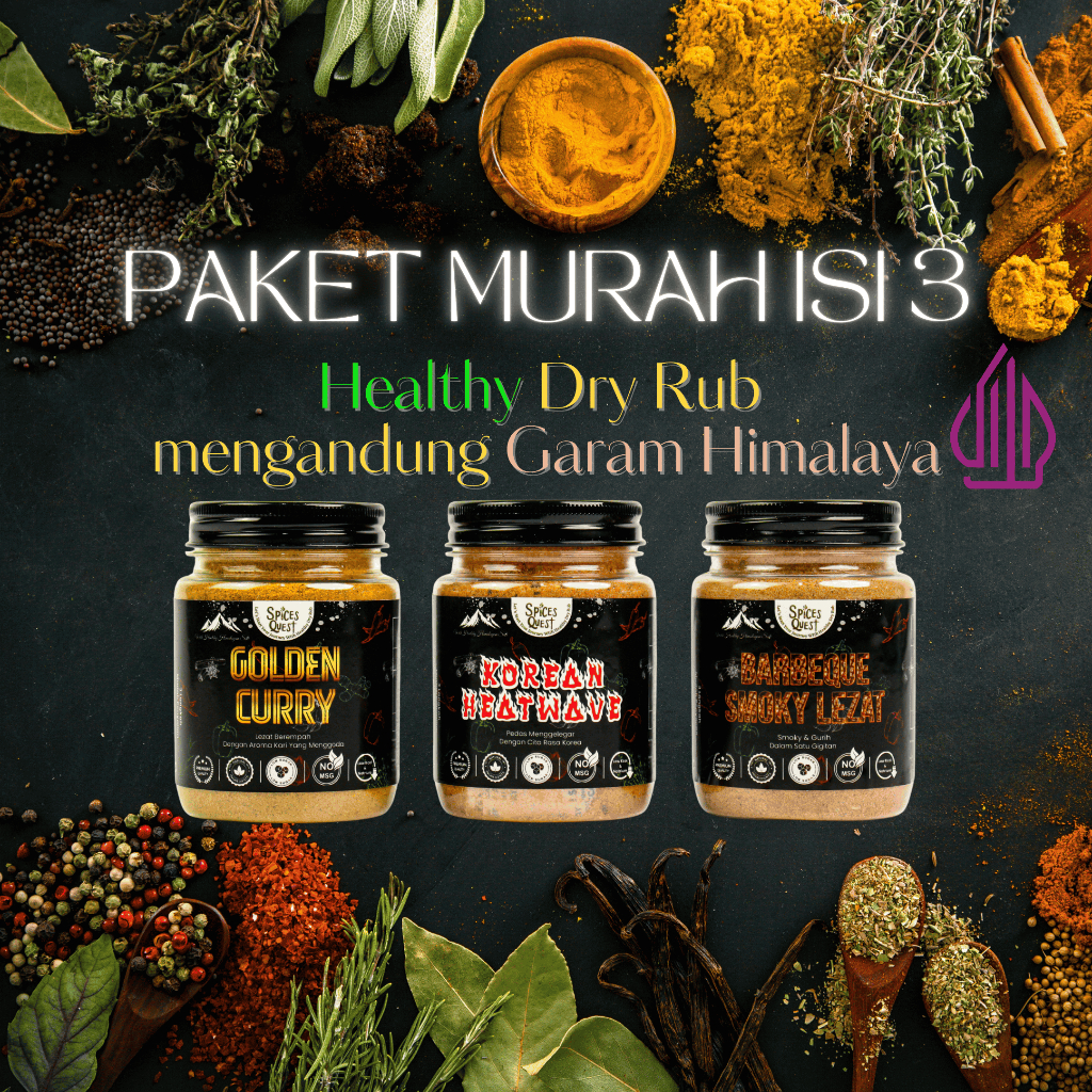 

Spices Quest Dry Rub Sehat PAKET ISI 3 | Bumbu Marinasi Diet Tanpa MSG Rendah Kalori Garam Himalaya