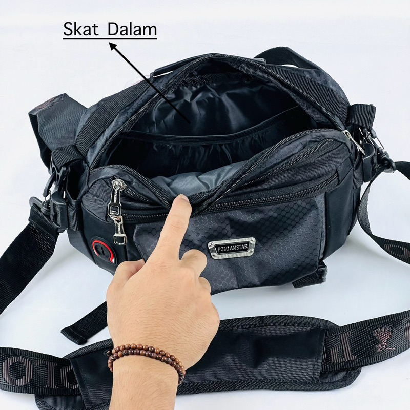 New // Tas Selempang Pria Polo Amstar Slingbag Tas Kerja Kuliah Sekolah Simple Ukuran Size Besar //