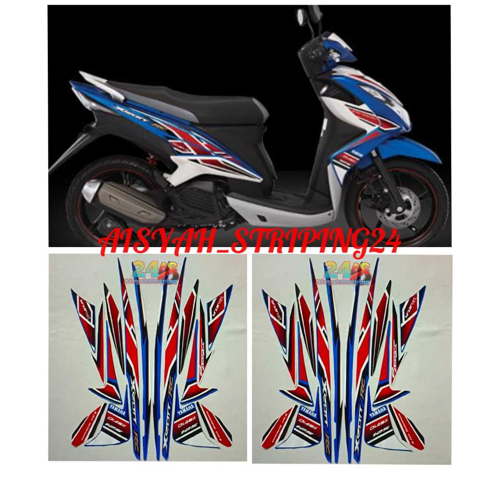 STIKER STICKER STRIPING LIS LES POLET BODY MOTOR YAMAHA XEON RC 125 2013 FULL BIRU