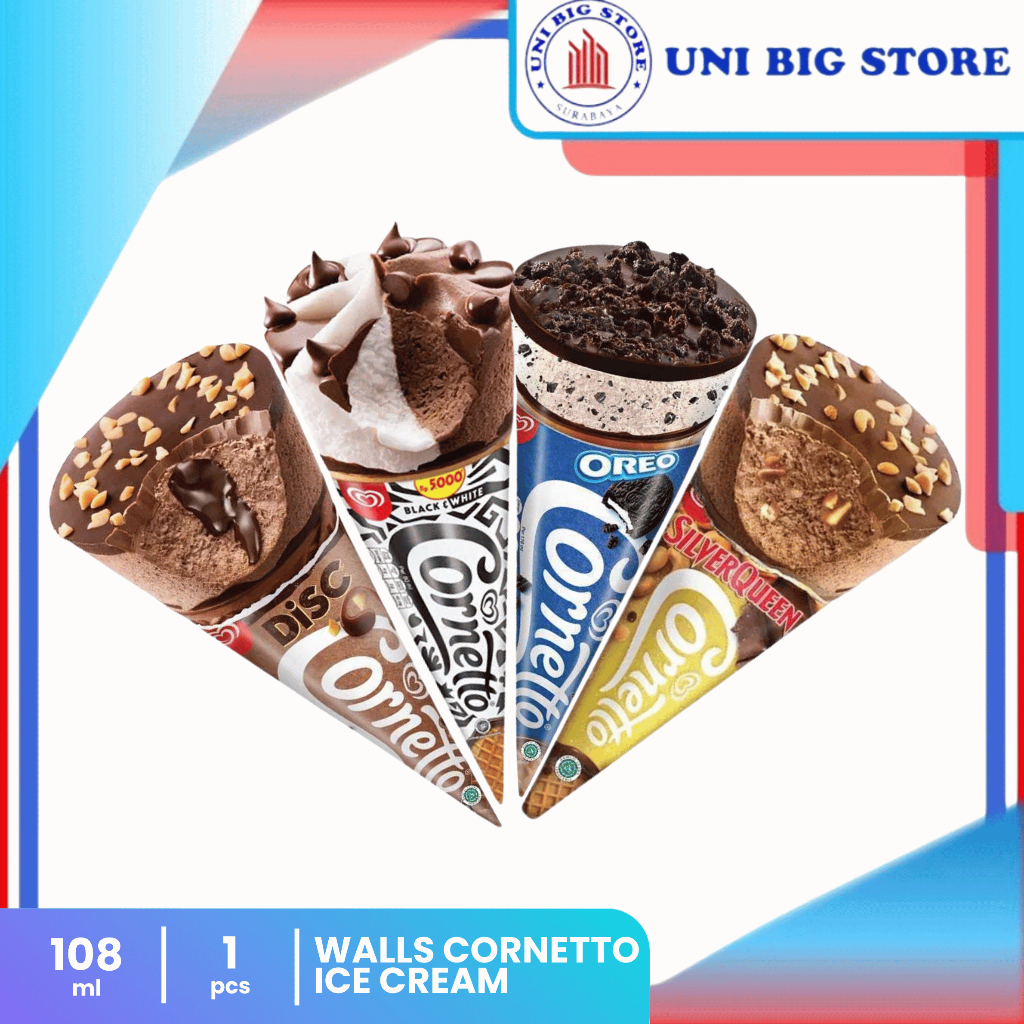 

WALLS Wall's Corenetto Ice Cream 80 ml - 108 ml All Varian Es Krim Classic Chocolate Oreo
