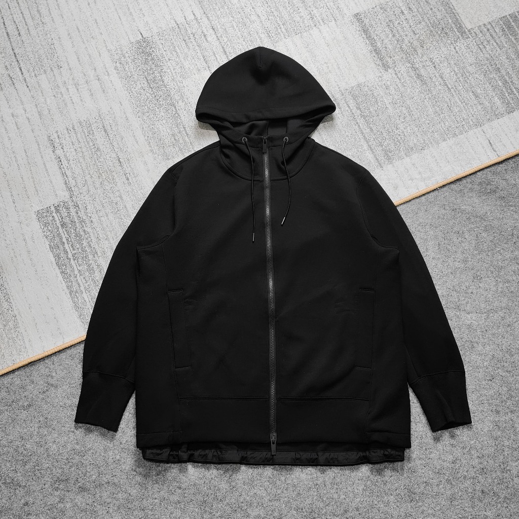 Uniqlo Jil Sander Dry Sweat Full Zip Parka Jacket Black Jaket Outer Luaran