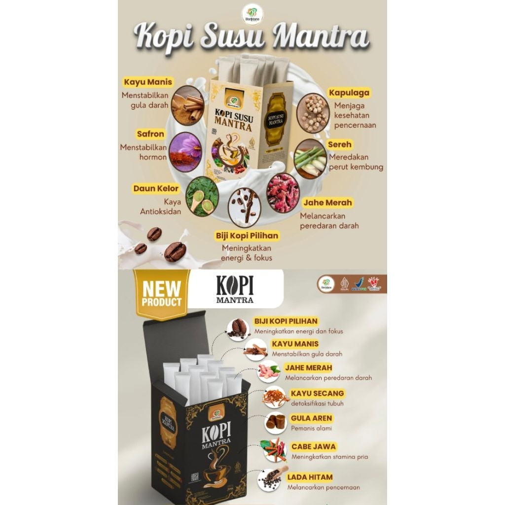 

KOPI MANTRA– Kopi Herbal Rempah untuk Pria & Wanita | Aman untuk Lambung | 10 Sct | BPOM Halal