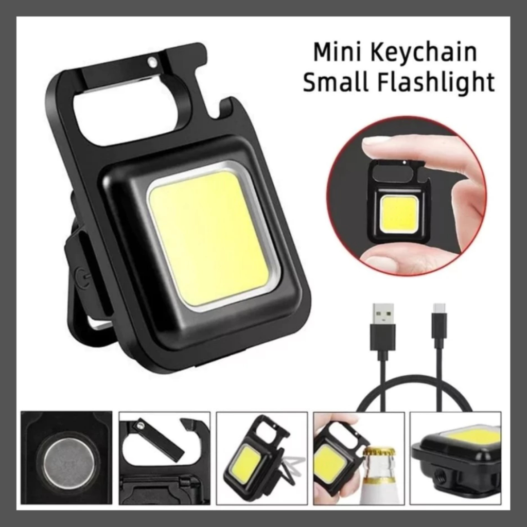 Senter LED Mini Portabel Kotak Saku Gantungan Kunci Multifungsi Waterproof Lampu Emergency