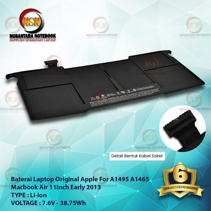 Baterai Apple A1495 A1465 Macbook Air 11" Early 2013 Original
