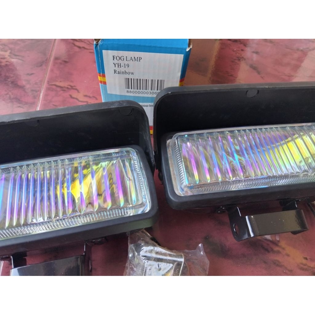 YH-19 FOGLAMP LAMPU TEMBAK SOROT KABUT Rainbow / Pelangi KOTAK harga per 1set H3 12/24V