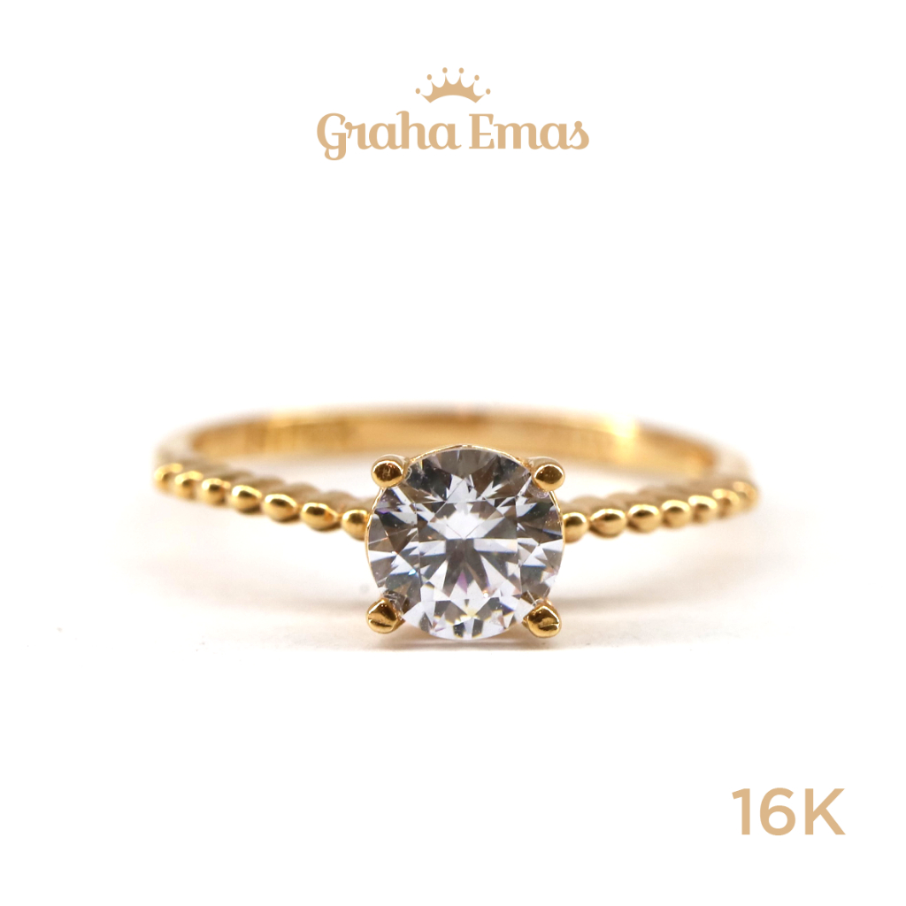 Graha Emas Cincin Emas Kuning Bentuk Solitaire 16K - Yellow Gold Solitaire Model Ring 16 Carat M1188