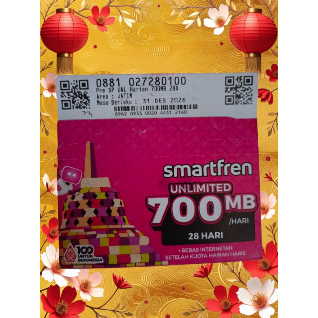 nomor cantik smartfren unlimited 700mb/hari 88 10 272 80 100