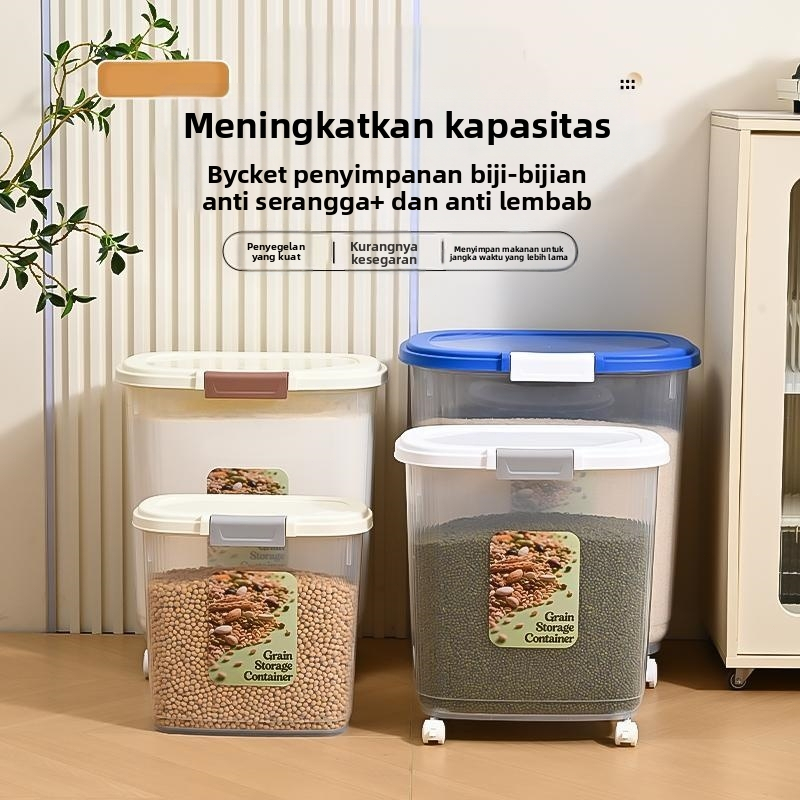 Kotak Beras Kapasitas 10/20/25/40kg Tempat Beras Kacang Organizer Besar Kotak Penyimpanan Makanan Ri