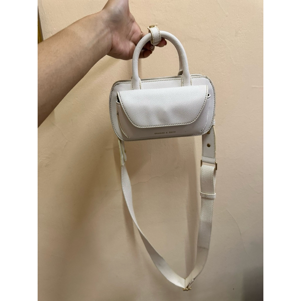 charles and keith white sling bag